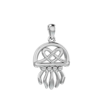 Jellyfish with Celtic Heart Silver Pendant TPD6078 - Jewelry